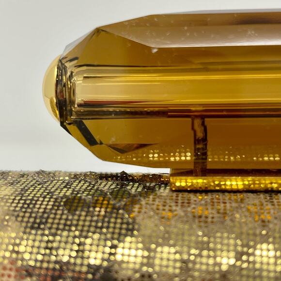 Overture Judith Leiber Golden Metallic Python Embossed Leather Evening Bag Jewel - Picture 4 of 14